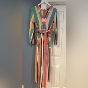 Billabong Colorful Striped Maxi Dress with Belt